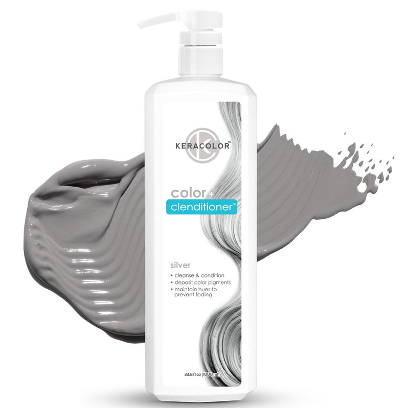Keracolor Clenditioner SILVER Hair Dye - Semi Permanent Hair Color Depositing Conditioner, Cruelty-free, 33.8 Fl. Oz. - Image 1
